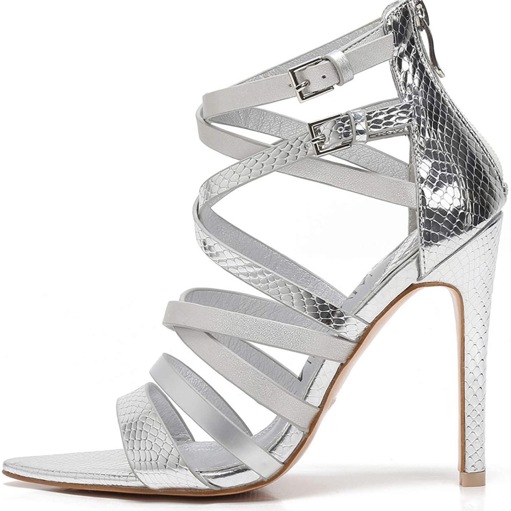 MACKIN Women's Open Toe Gladiator Sandals Stiletto Heel Ankle Strap Dress Sandal